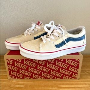Vans Old Skool Sk8-Low Sneakers in Cream- Navy Women’s 6.5 CLEAN